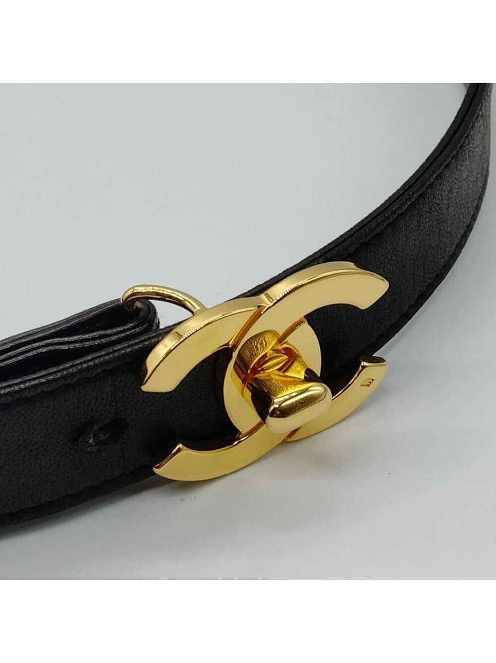 Chanel Belt Black Gold Leather 700-060225 - Picture 4 of 8